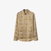 Regular Fit Belt Check Viscose Shirt in Sand beige - Women | Burberry® Official