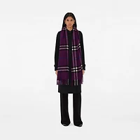 Wide Check Cashmere Scarf in Pansy | Burberry® Official