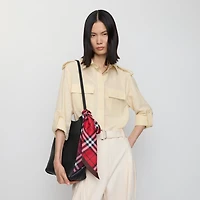 Skinny Contrast Check Silk Scarf in Pillar/oxblood | Burberry® Official