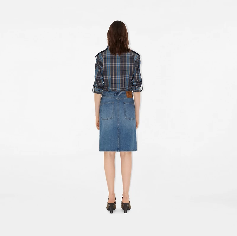 Denim Skirt in Mid blue - Women, Cotton | Burberry® Official