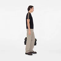 Check Trim Cotton T-shirt in Black - Men | Burberry® Official
