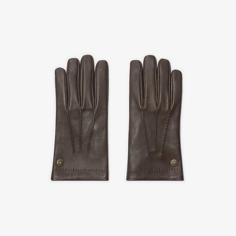 Leather Gloves in Dark bark brown - Men | Burberry® Official