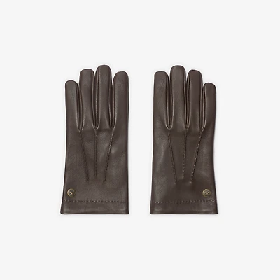 Leather Gloves in Dark bark brown - Men | Burberry® Official