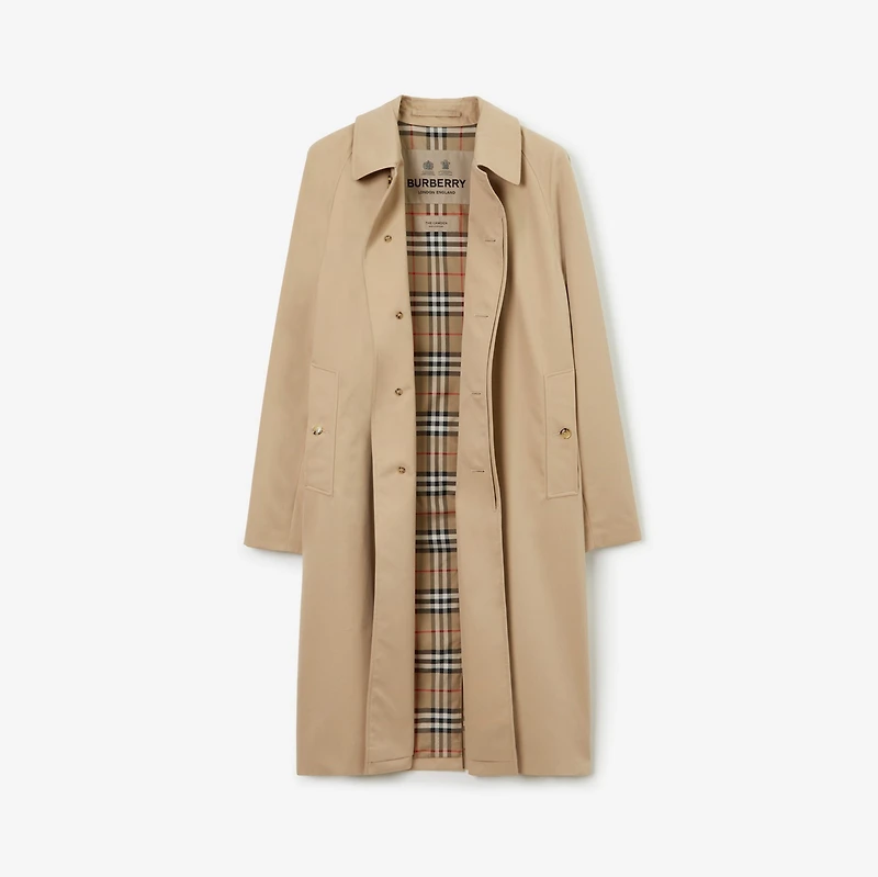 Long Camden Heritage Car Coat in Honey - Men, Cotton Gabardine | Burberry® Official