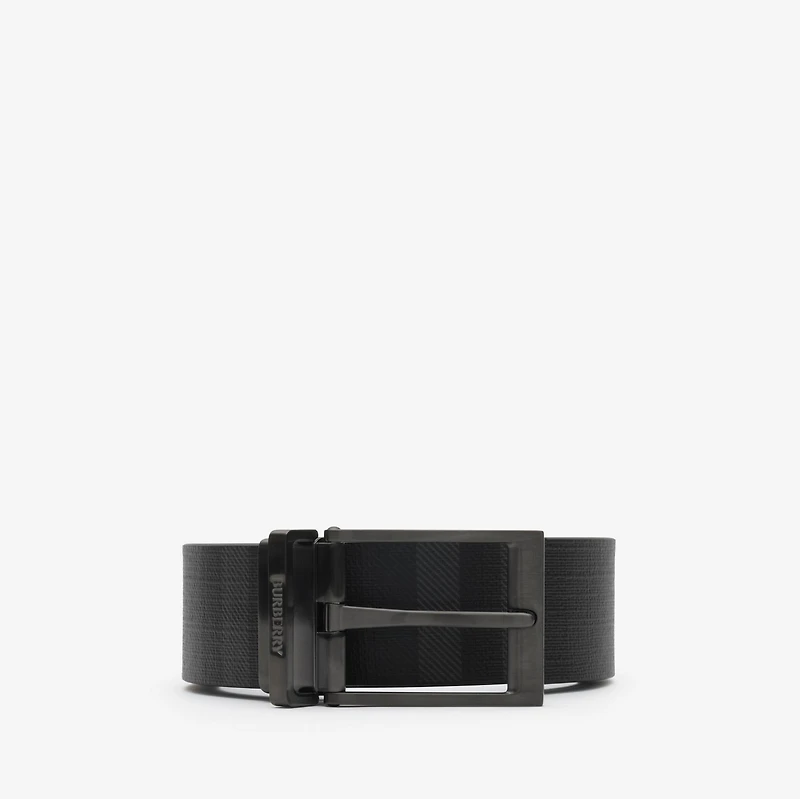 Reversible Check Belt in Iron grey/black/graphite - Men, Cotton, Technical | Burberry® Official