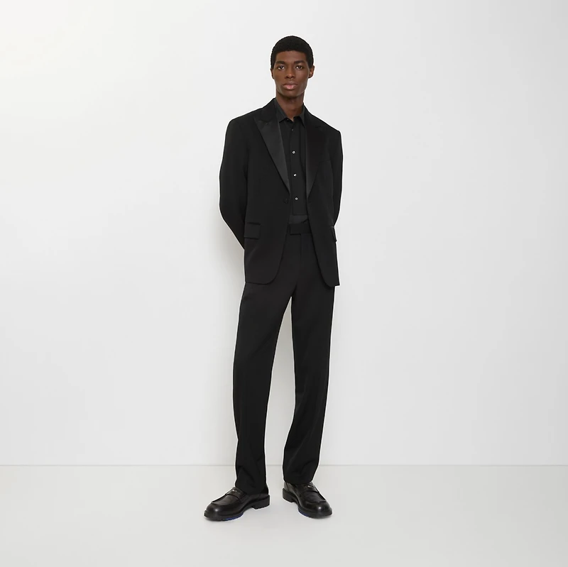 Grain de Poudre Wool Tuxedo Trousers in Black - Men | Burberry® Official