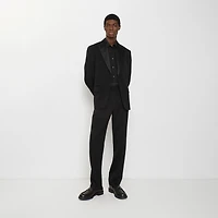 Grain de Poudre Wool Tuxedo Trousers in Black - Men | Burberry® Official