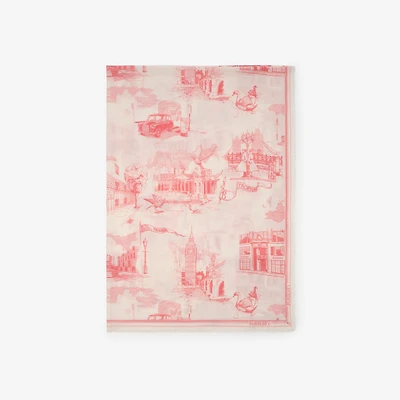 London Landmarks Wool Silk Scarf in Cami pink | Burberry® Official