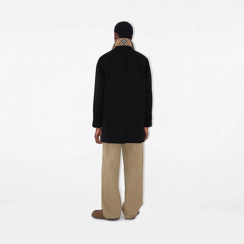 Short Camden Heritage Car Coat in Black - Men, Cotton Gabardine | Burberry® Official