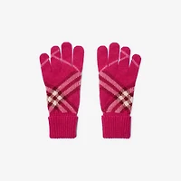 Check Cashmere Blend Gloves in Jam pink - Men | Burberry® Official