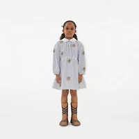 Thomas Bear Striped Cotton Dress in Black/white | Burberry® Official