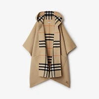 Reversible Check Cashmere Cape in Sand | Burberry® Official