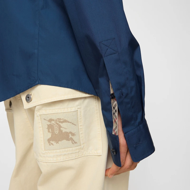 Regular Fit Cotton Poplin Shirt in Dark graphite blue - Men | Burberry® Official