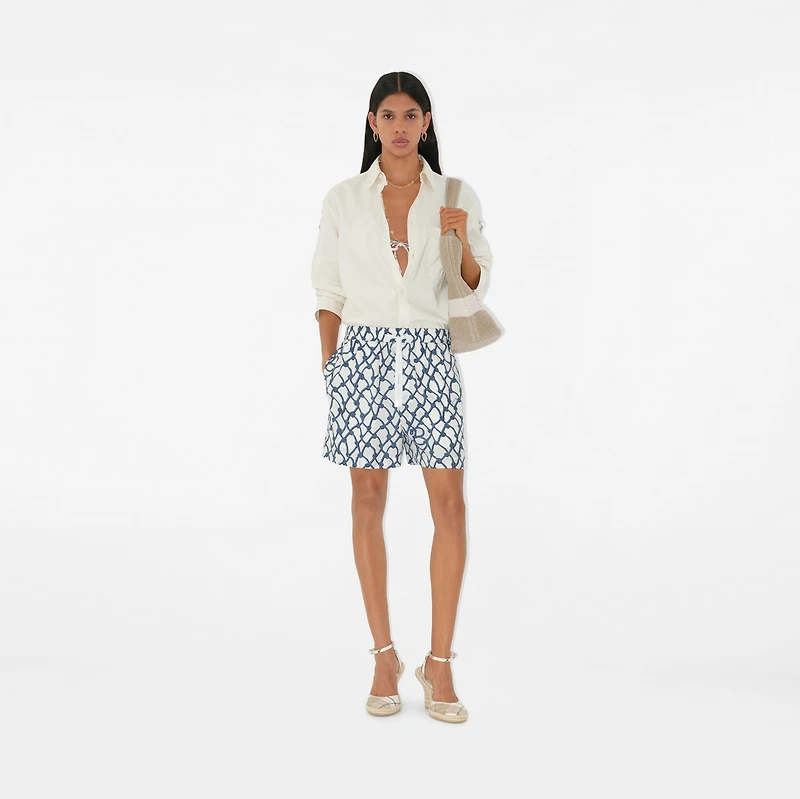 Knot Silk Shorts in Pool - Women | Burberry® Official