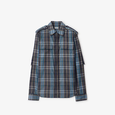 Regular Fit Check Cotton Shirt in Ink - Women | Burberry® Official