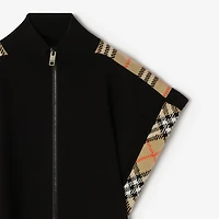 Check Trim Wool Cape in Black | Burberry® Official