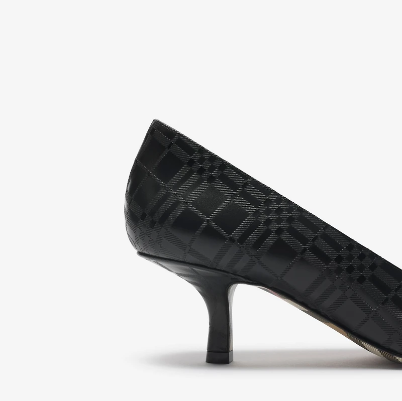 Check Leather Dame Low Pumps in Black - Women | Burberry® Official