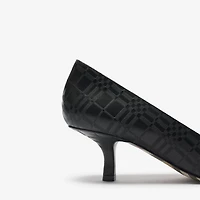 Check Leather Dame Low Pumps in Black - Women | Burberry® Official