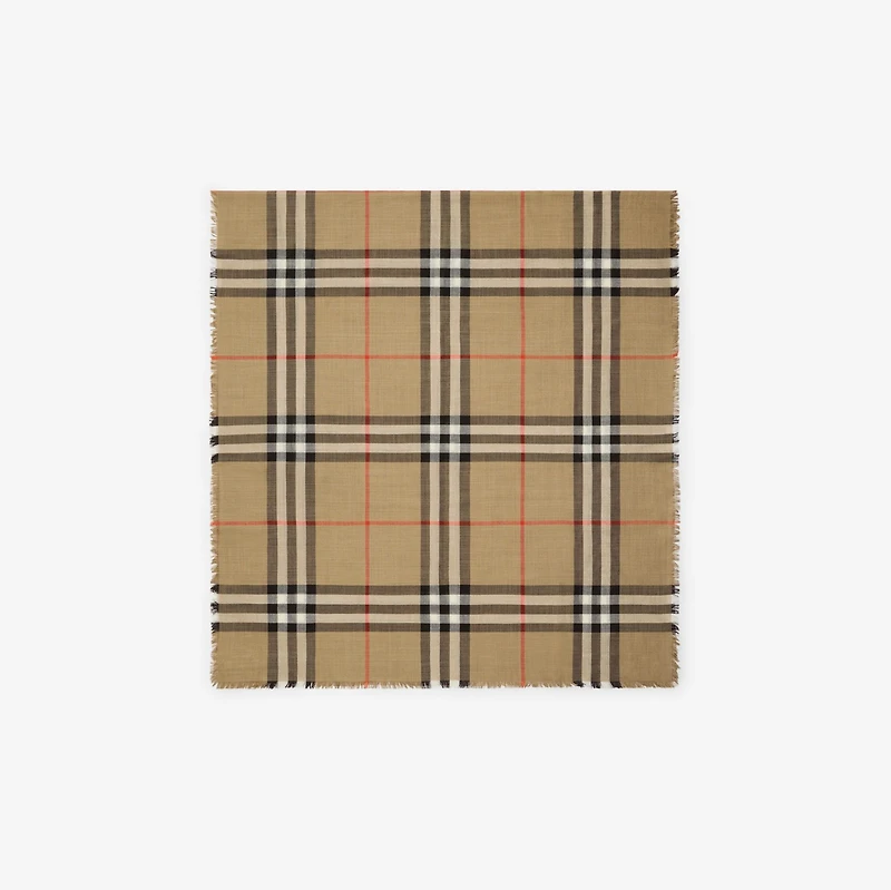 Reversible Check Wool Silk Scarf in Sand/vole brown | Burberry® Official