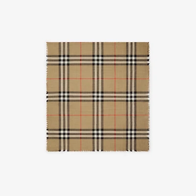 Reversible Check Wool Silk Scarf in Sand/vole brown | Burberry® Official