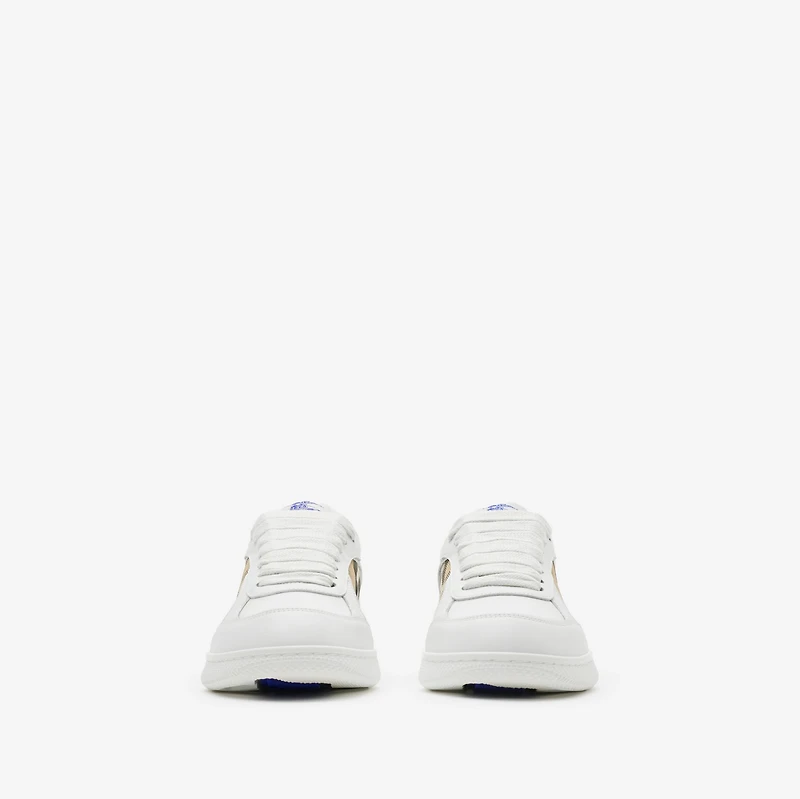 Leather and Check Terrace Sneakers​ in White/sand - Women | Burberry® Official