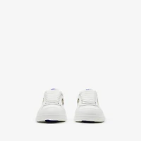 Leather and Check Terrace Sneakers​ in White/sand - Women | Burberry® Official