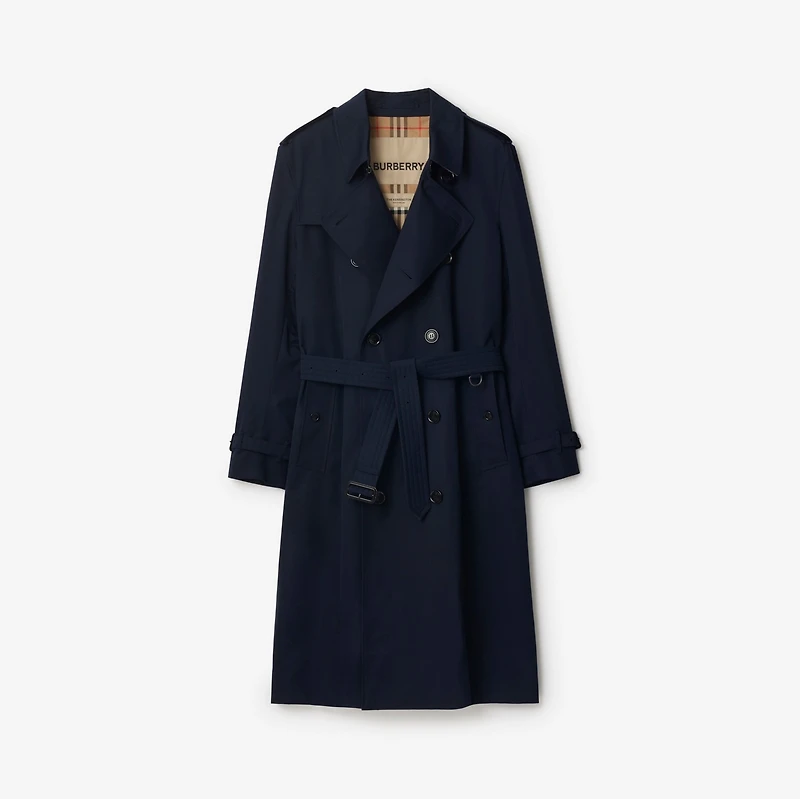 Long Kensington Heritage Trench Coat in Coal blue - Men, Cotton Gabardine | Burberry® Official