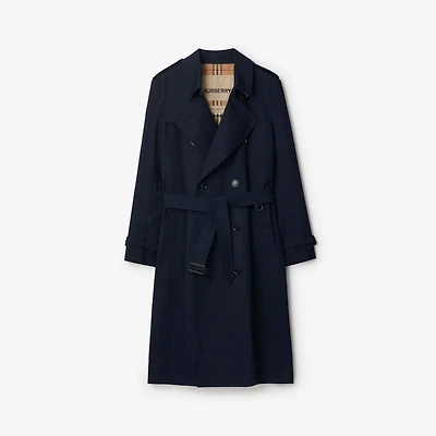 Long Kensington Heritage Trench Coat in Coal blue - Men, Cotton Gabardine | Burberry® Official