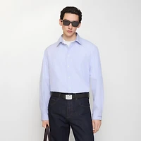 Regular Fit Striped Cotton Poplin Shirt in Rain white/brilliant blue - Men | Burberry® Official