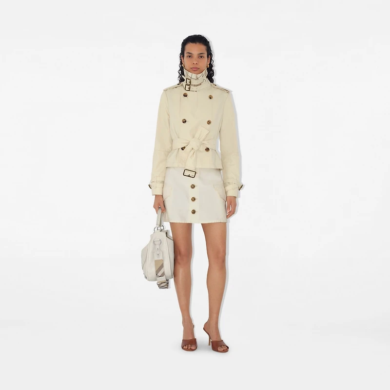 Cropped Cotton Blend Trench Jacket in Alpine - Women, Tropical Gabardine | Burberry® Official
