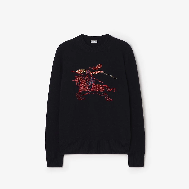 Cross Stitch EKD Wool Cashmere Sweater in Navy - Men | Burberry® Official