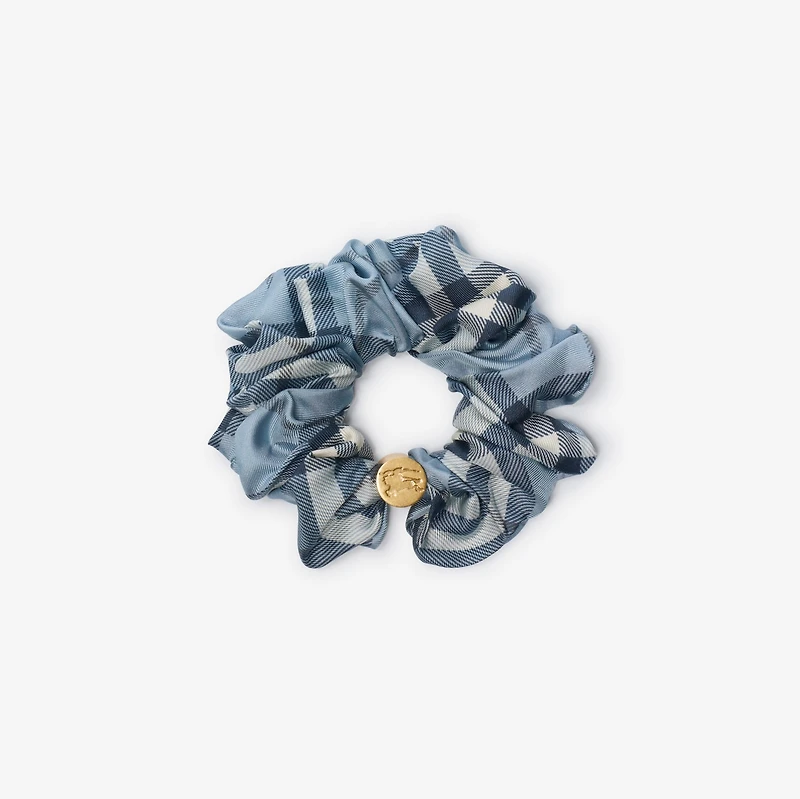 Check Silk Scrunchie in Bank blue | Burberry® Official