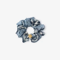 Check Silk Scrunchie in Bank blue | Burberry® Official
