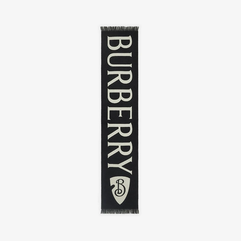 Logo Wool Scarf in Black/calico | Burberry® Official