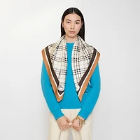 Check Knight Stamp Silk Scarf in Pebble white | Burberry® Official