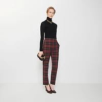 Check Wool Blend Tailored Trousers in Poppy red - Women | Burberry® Official
