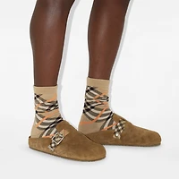 Check Suede Urchin Clogs in Jute - Men | Burberry® Official