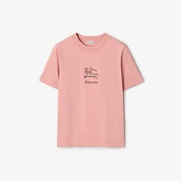 Floral EKD Cotton T-shirt in Begonia pink - Women | Burberry® Official