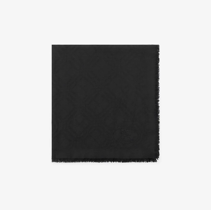 Wide Check Wool Silk Scarf in Black | Burberry® Official