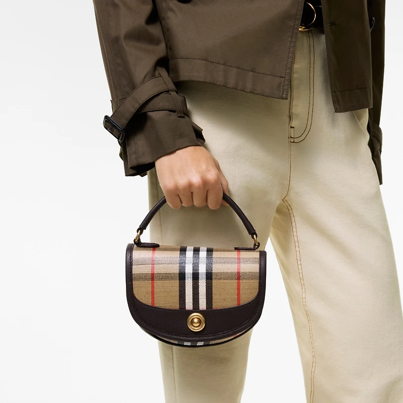 Mini Highlands Bag in Sand beige - Women, Cotton, Linen | Burberry® Official