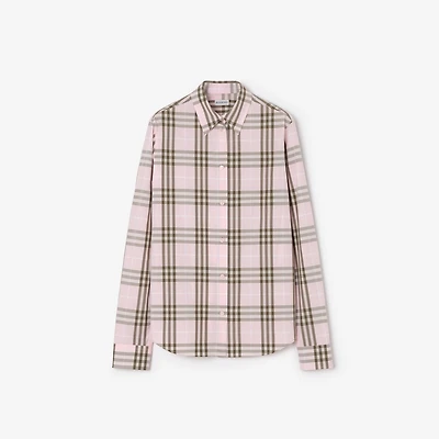 Regular Fit Check Cotton Shirt in Mallow pink - Women | Burberry® Official
