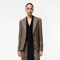 Wool Linen Blend Tailored Jacket in Soap beige/brown - Women | Burberry® Official