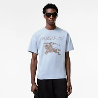 Cross Stitch Knight Cotton T-shirt in Sunbleached blue - Men | Burberry® Official