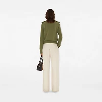 Check Epaulette Wool Cashmere Blend Sweater in Wreath - Women | Burberry® Official
