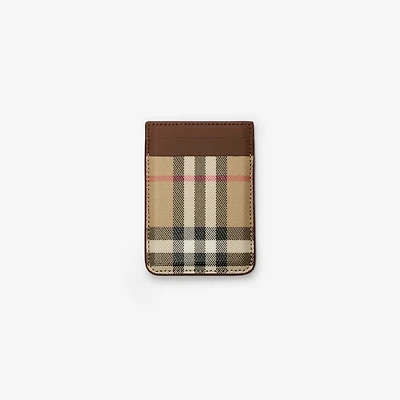 Check Magnetic Card Case in Archive beige - Men, Cotton | Burberry® Official