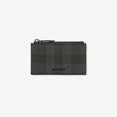 Check Zip Card Case in Charcoal grey - Men, Cotton, Technical | Burberry® Official