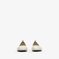 Check Trim Leather Robin Ballerinas in Sandy beige - Women | Burberry® Official