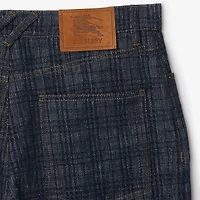 Check Denim Shorts in Indigo blue - Men, Cotton | Burberry® Official