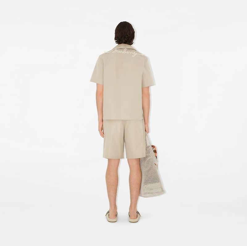 Relaxed Fit Knot Logo Cotton Poplin Shirt in Fossil - Men | Burberry® Official