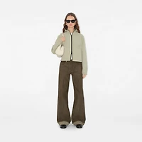Cropped Reversible Check Hooded Jacket in Skylark - Women, Nylon | Burberry® Official